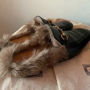 Gucci Princetown Shearling Leather Mules.  Size 8